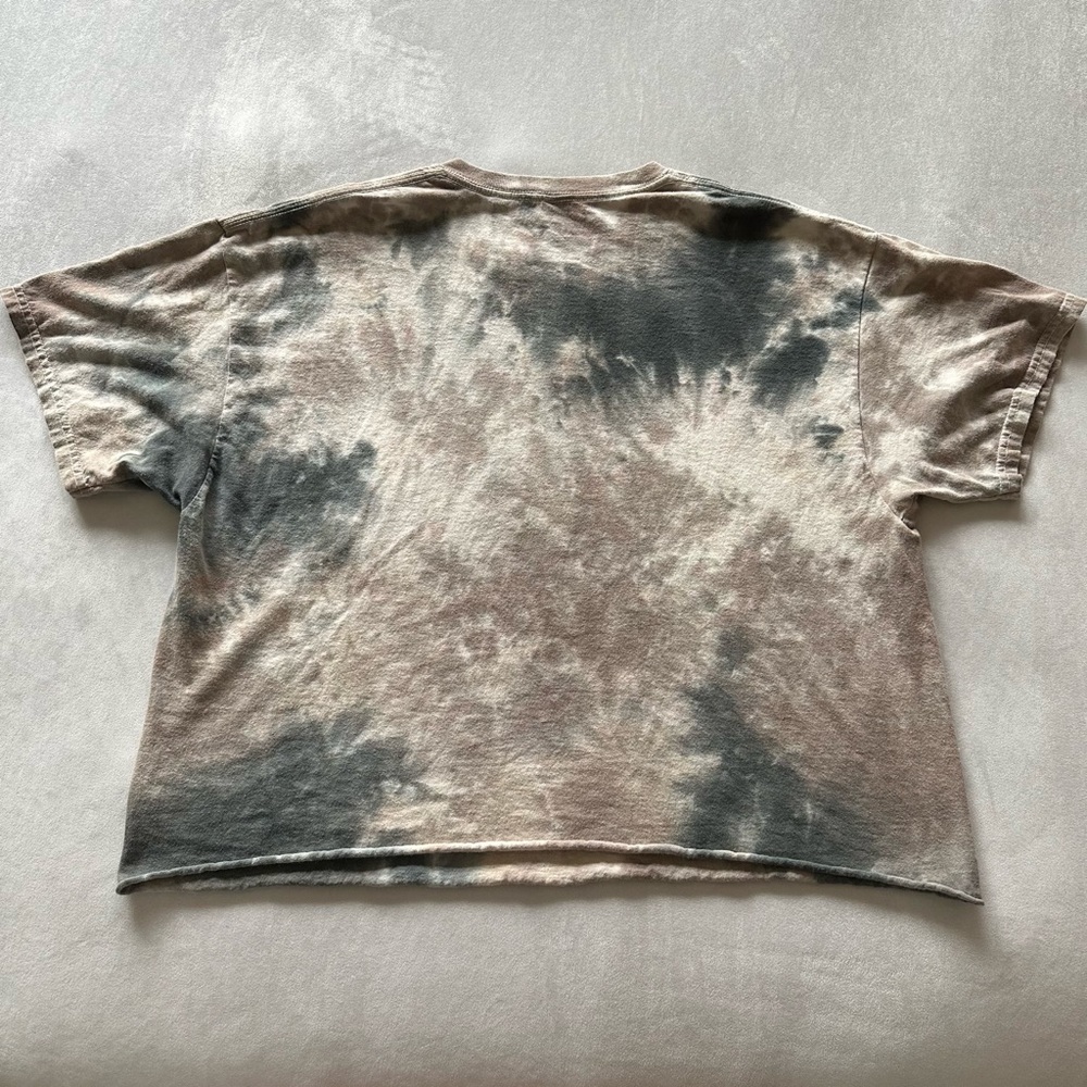 faded black & brown 💯 cotton reverse tie dye slashed hem tee / sz xl - Picture 2 of 4